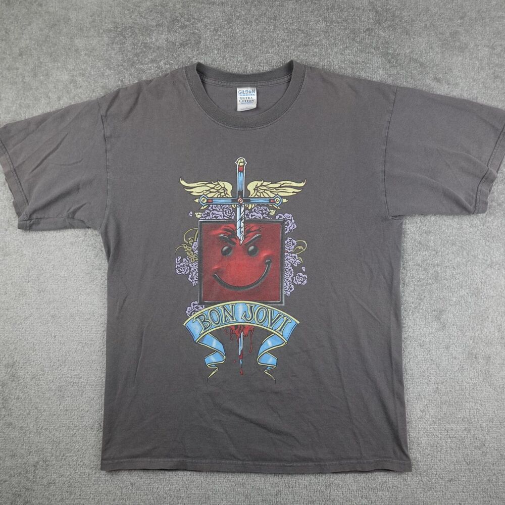 Bon Jovi Shirt Men L Gray World Tour 2005-06 Have A Nice Day Graphic Concert Tee